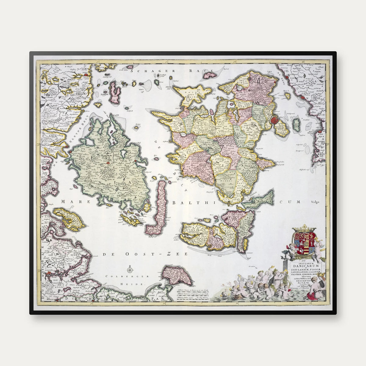 Danske øer 1710 - Landkort - 70×60 cm – billede 1