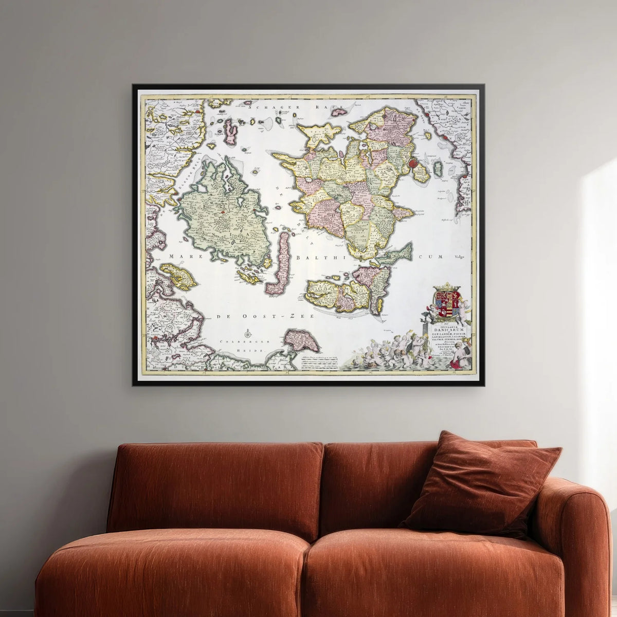 Danske øer 1710 - Landkort - 70×60 cm – billede 2