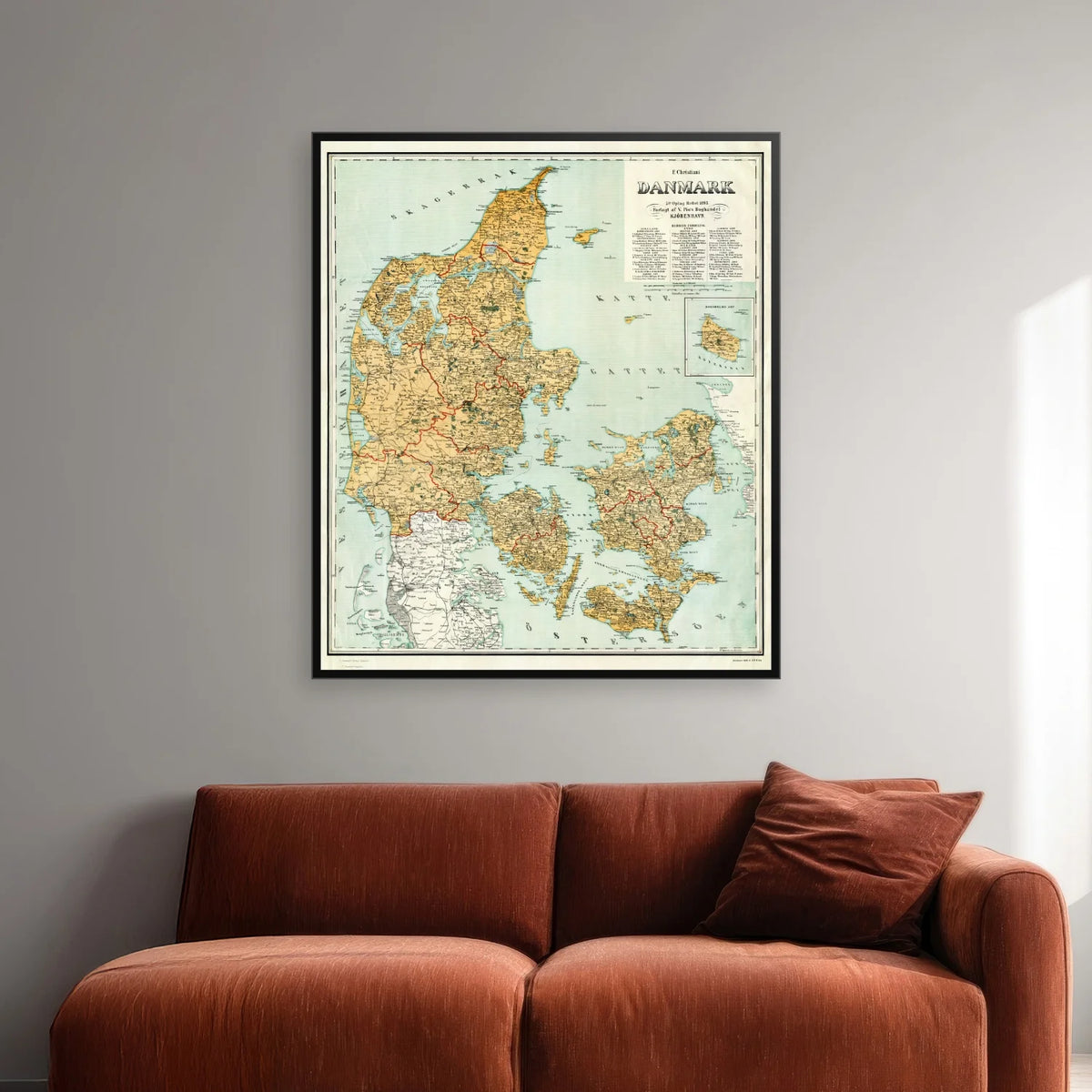 Danmark 1893 - Landkort - 60×70 cm – billede 2