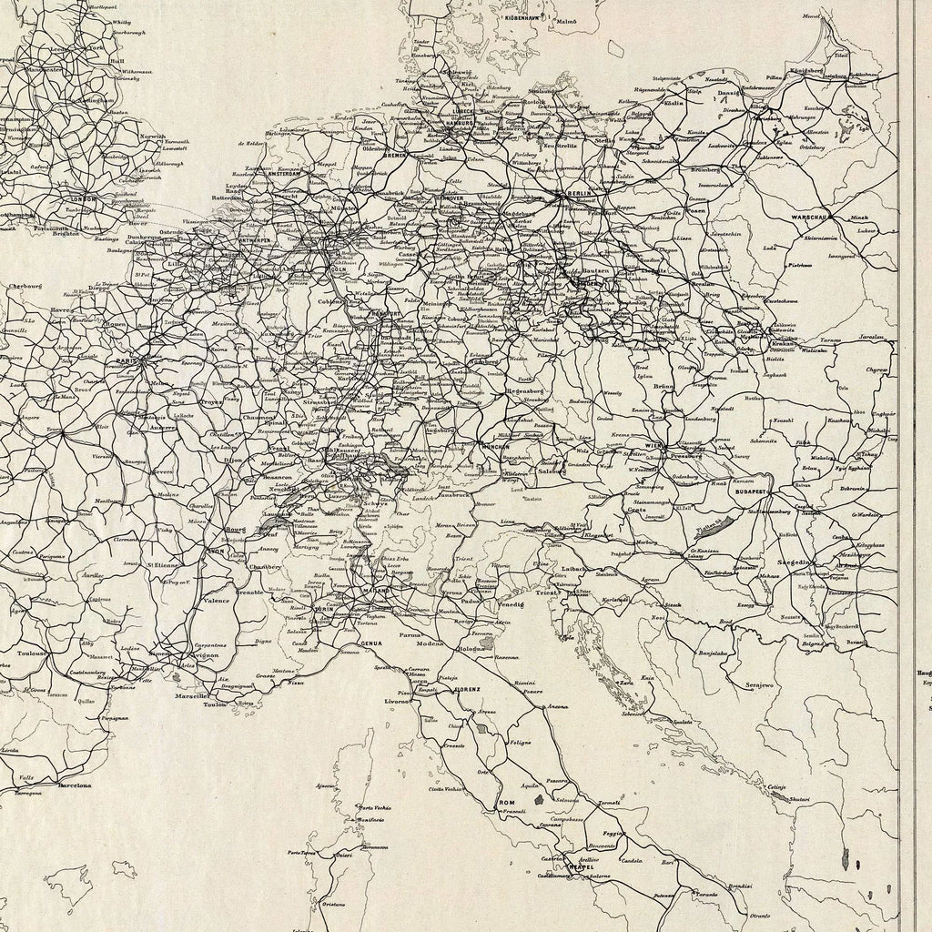 Jernbanekort over Mellem- og Syd-Europa 1884 - Jernbanekort – billede 4
