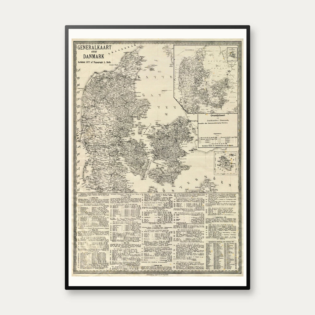 Generalkaart over Danmark 1877 - Landkort – billede 1