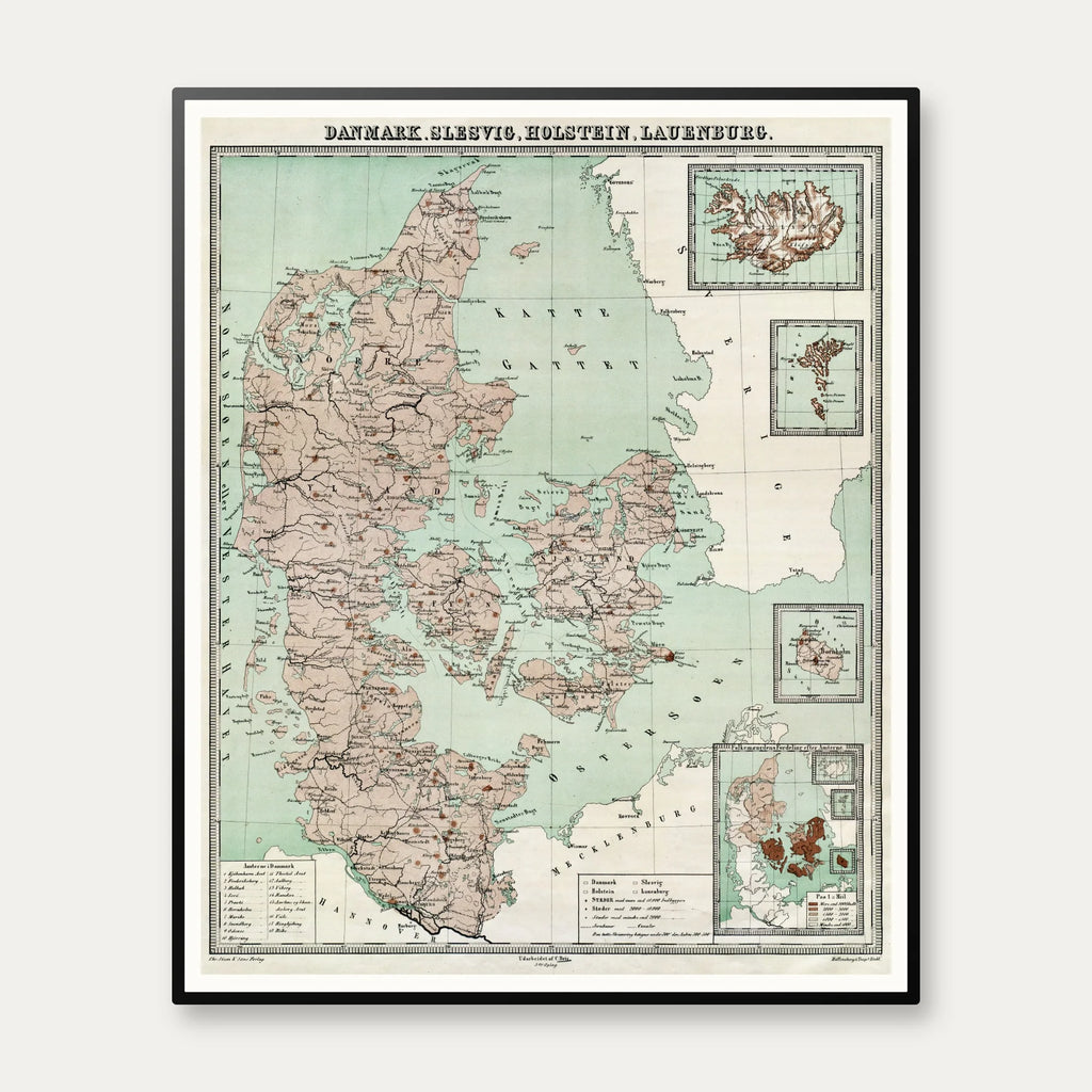 Danmark. Slesvig, Holstein, Lauenborg 1867 - Landkort - 53×65 cm – billede 1
