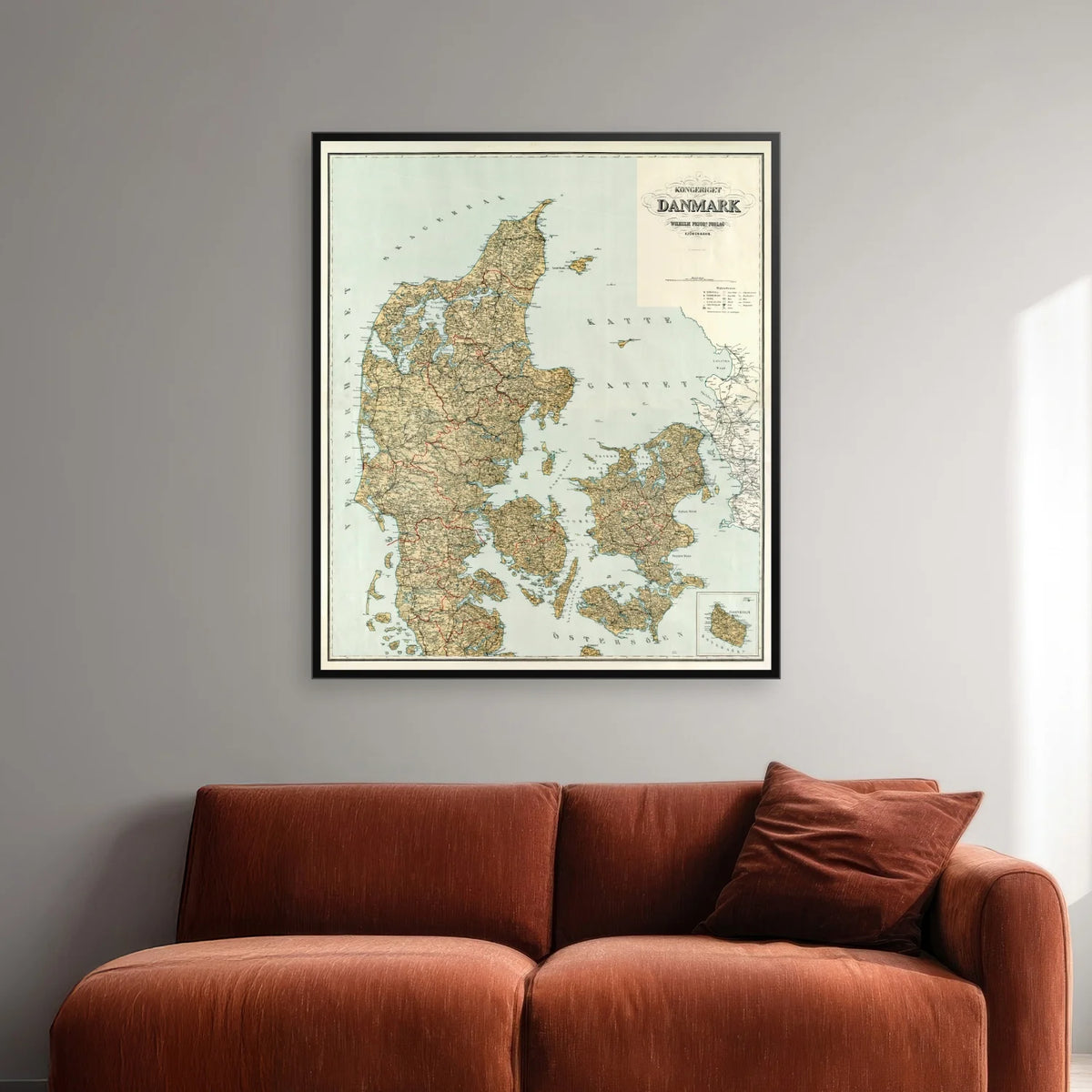 Kongeriget Danmark 1897 - Landkort - 60×70 cm – billede 2