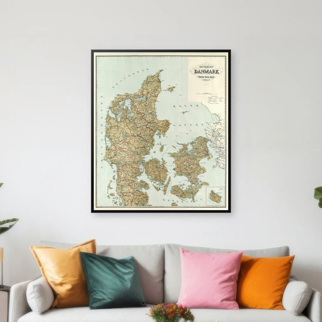 Kongeriget Danmark 1897 - Landkort - 60×70 cm – billede 3