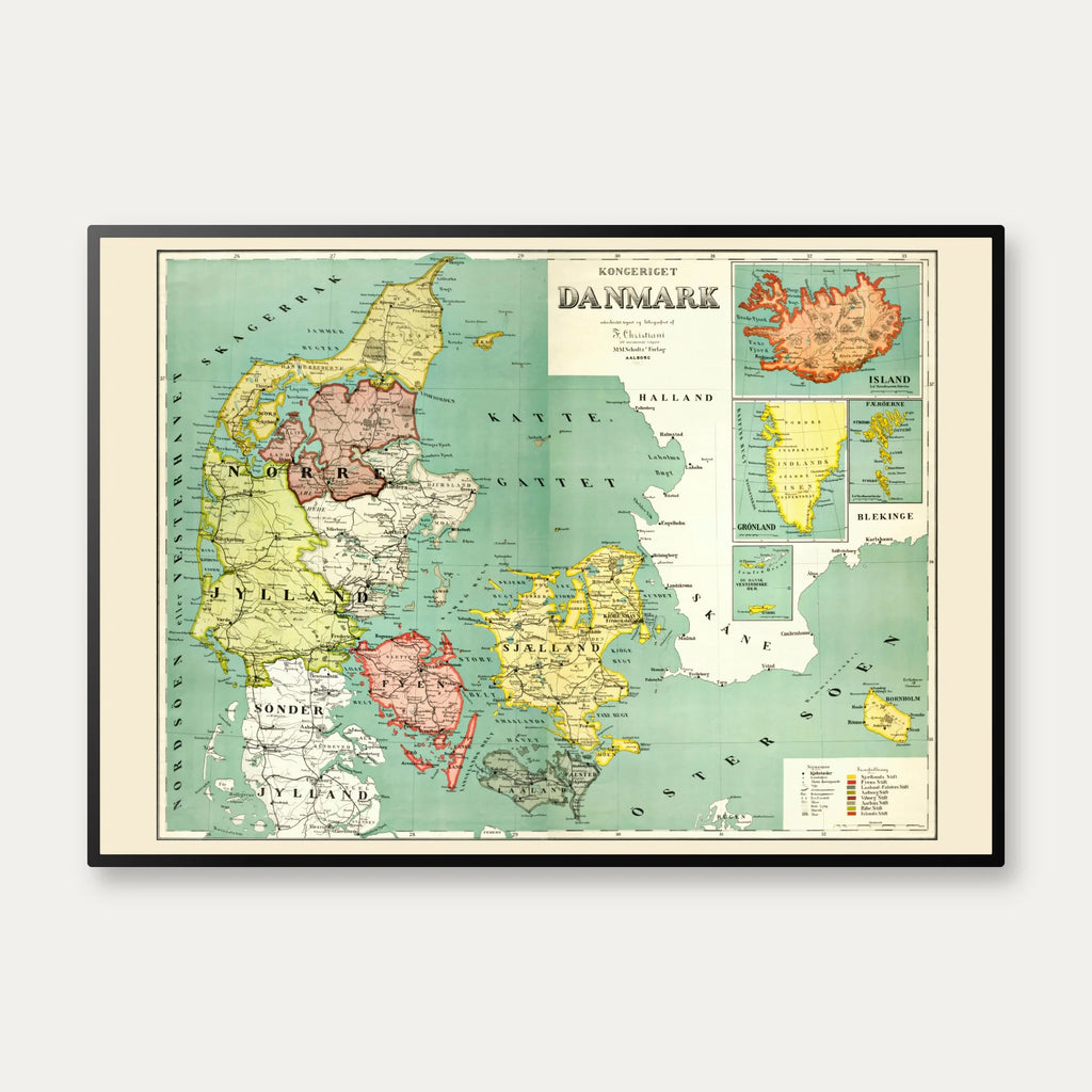 Kongeriget Danmark 1894 - Landkort – billede 1
