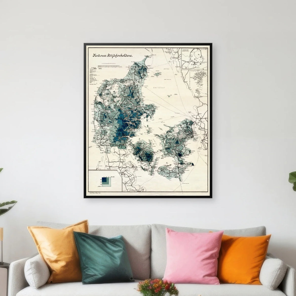 Højdeforholdene i Danmark 1905 - Kort - 58×70 cm – billede 3