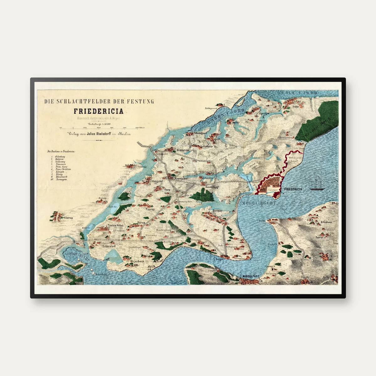Slagmarkerne ved Fredericia Fæstning II 1864-1880 - Historisk kort – billede 1