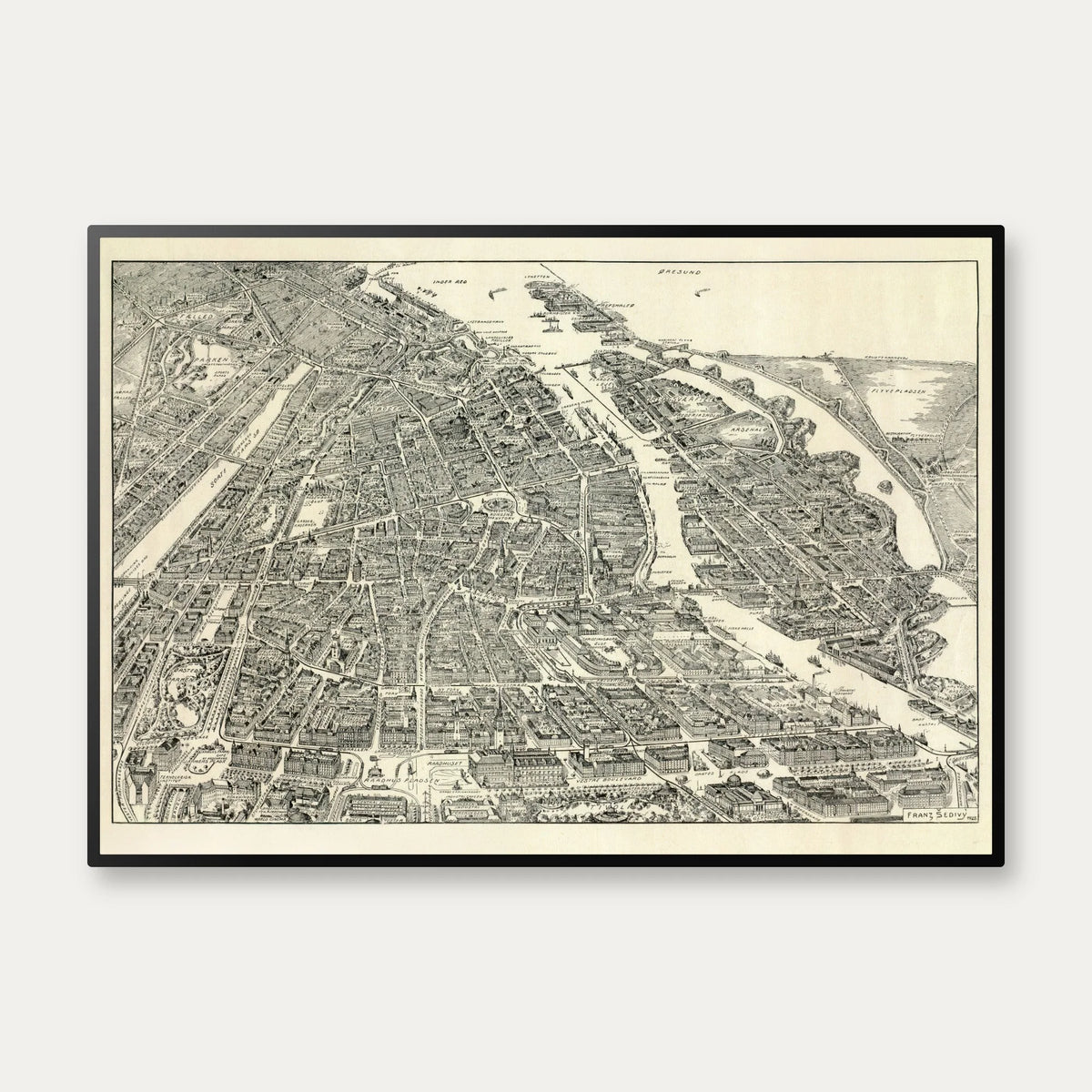 København i fugleperspektiv 1923 - Bykort – billede 1