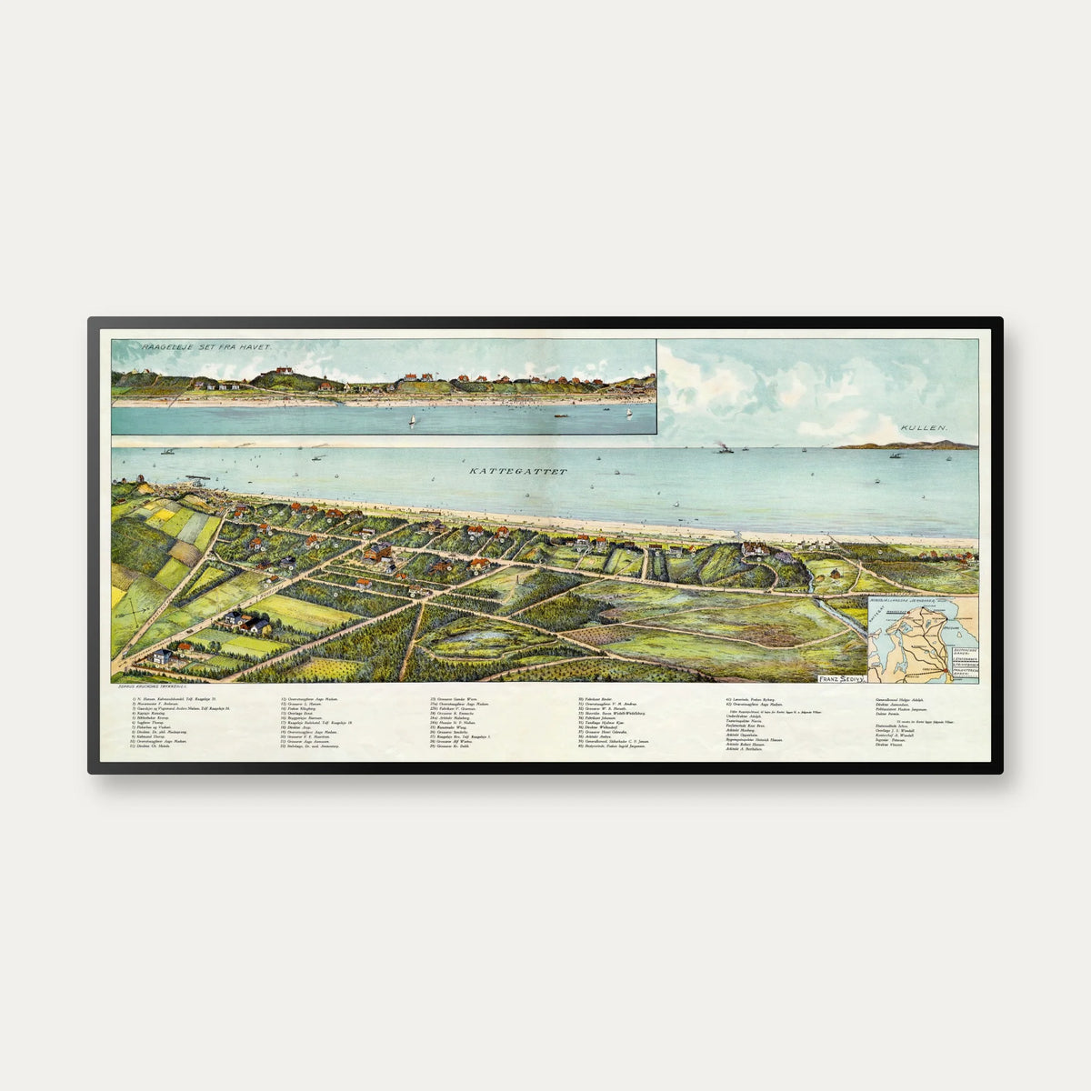 Raageleje set fra Luften 1915 - Bykort - 100×50 cm – billede 1