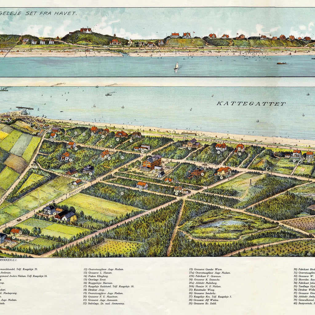 Raageleje set fra Luften 1915 - Bykort - 100×50 cm – billede 4
