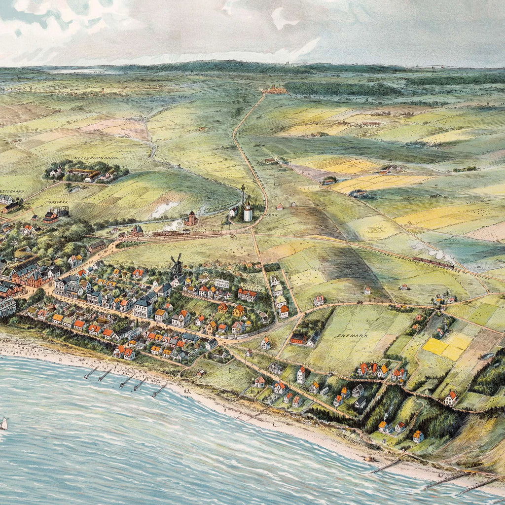 Gilleleje set fra luften 1918 - Bykort - 100×58 cm – billede 4