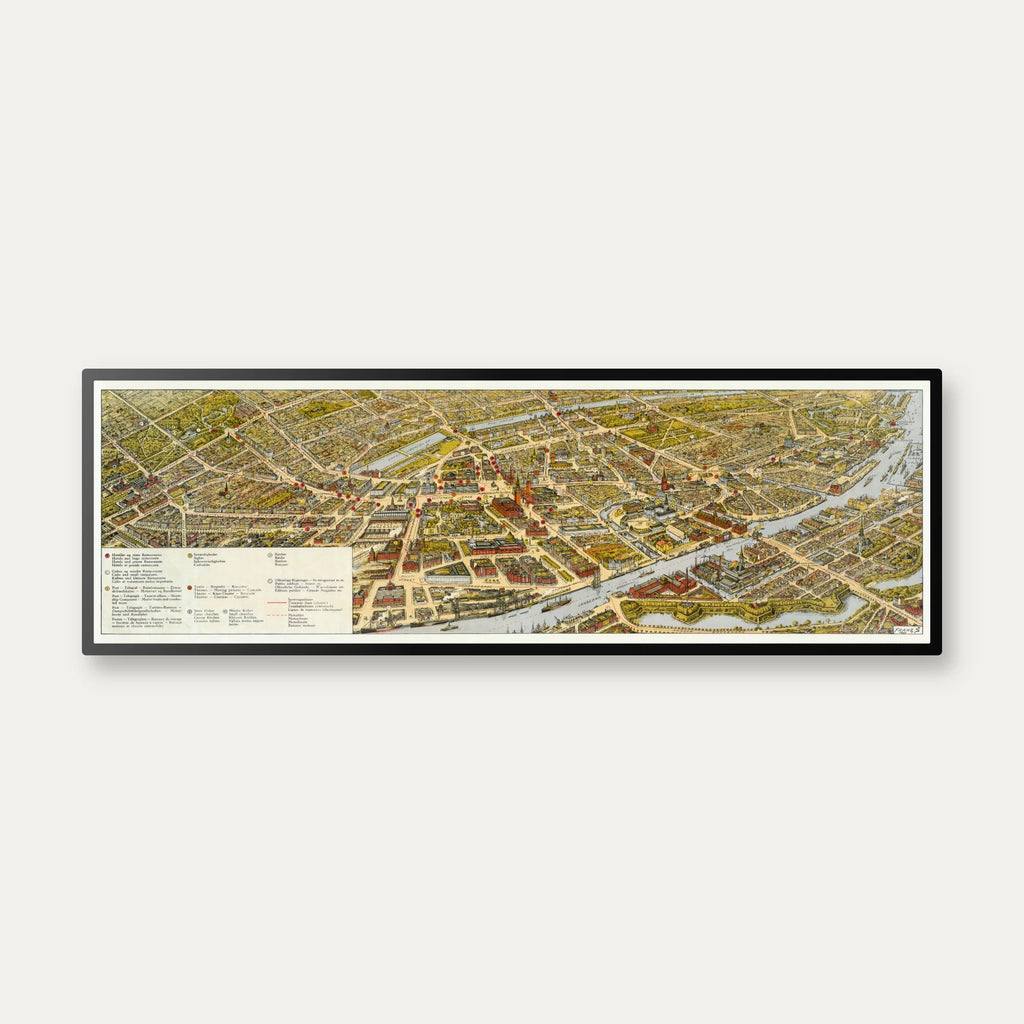 København i fugleperspektiv, set fra Amager 1930 - Byprospekt - 120×40 cm – billede 1