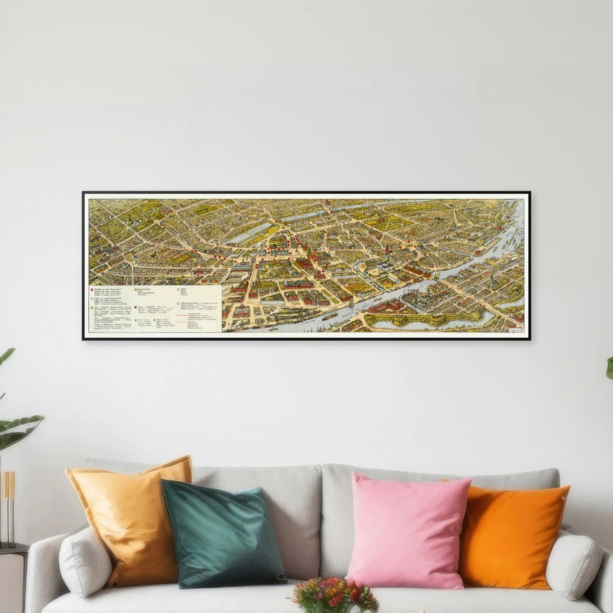 København i fugleperspektiv, set fra Amager 1930 - Byprospekt - 120×40 cm – billede 3