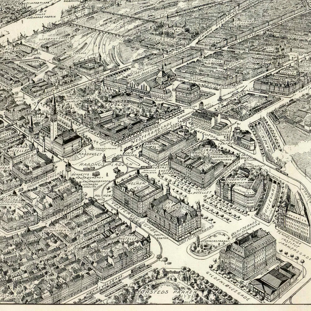 København i fugleperspektiv, set fra Jarmers Plads 1923 - Byprospekt – billede 4