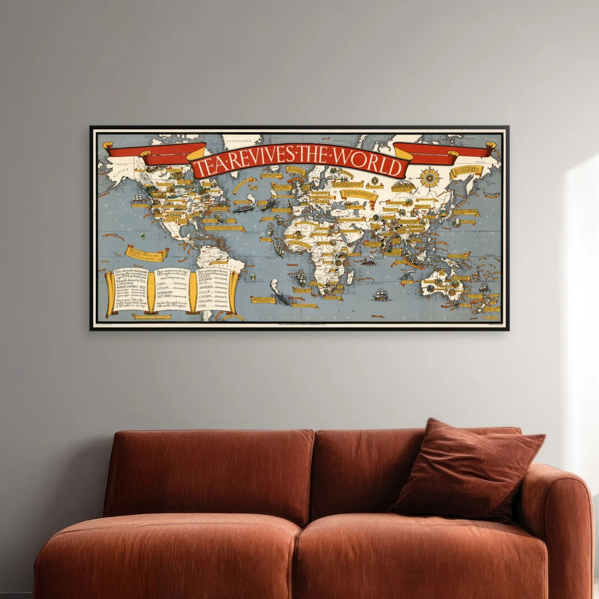 Te vækker verden: Illustreret verdenskort 1940 - 100×49 cm – billede 2
