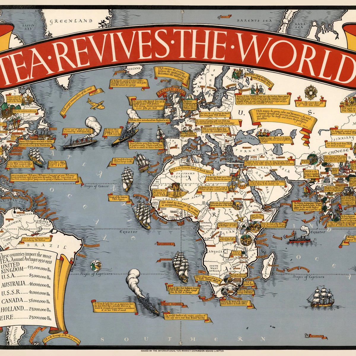 Te vækker verden: Illustreret verdenskort 1940 - 100×49 cm – billede 4