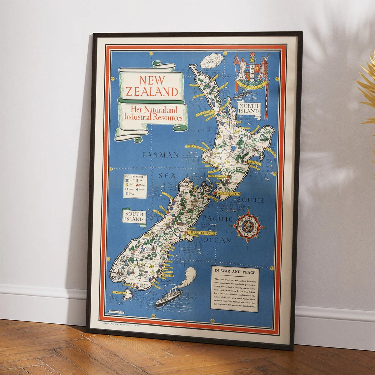 New Zealands 1943 - Kort over naturressourcer og industri – billede 2