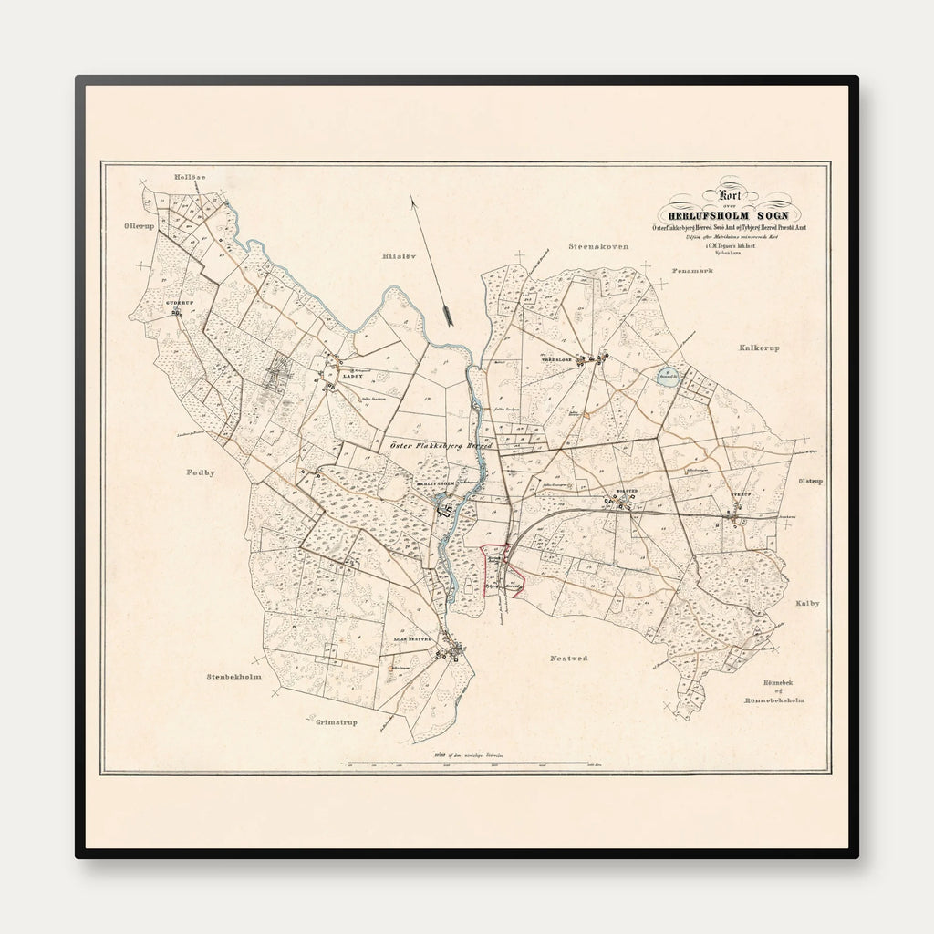 Kort over Herlufsholm Sogn 1860-1880 – billede 1