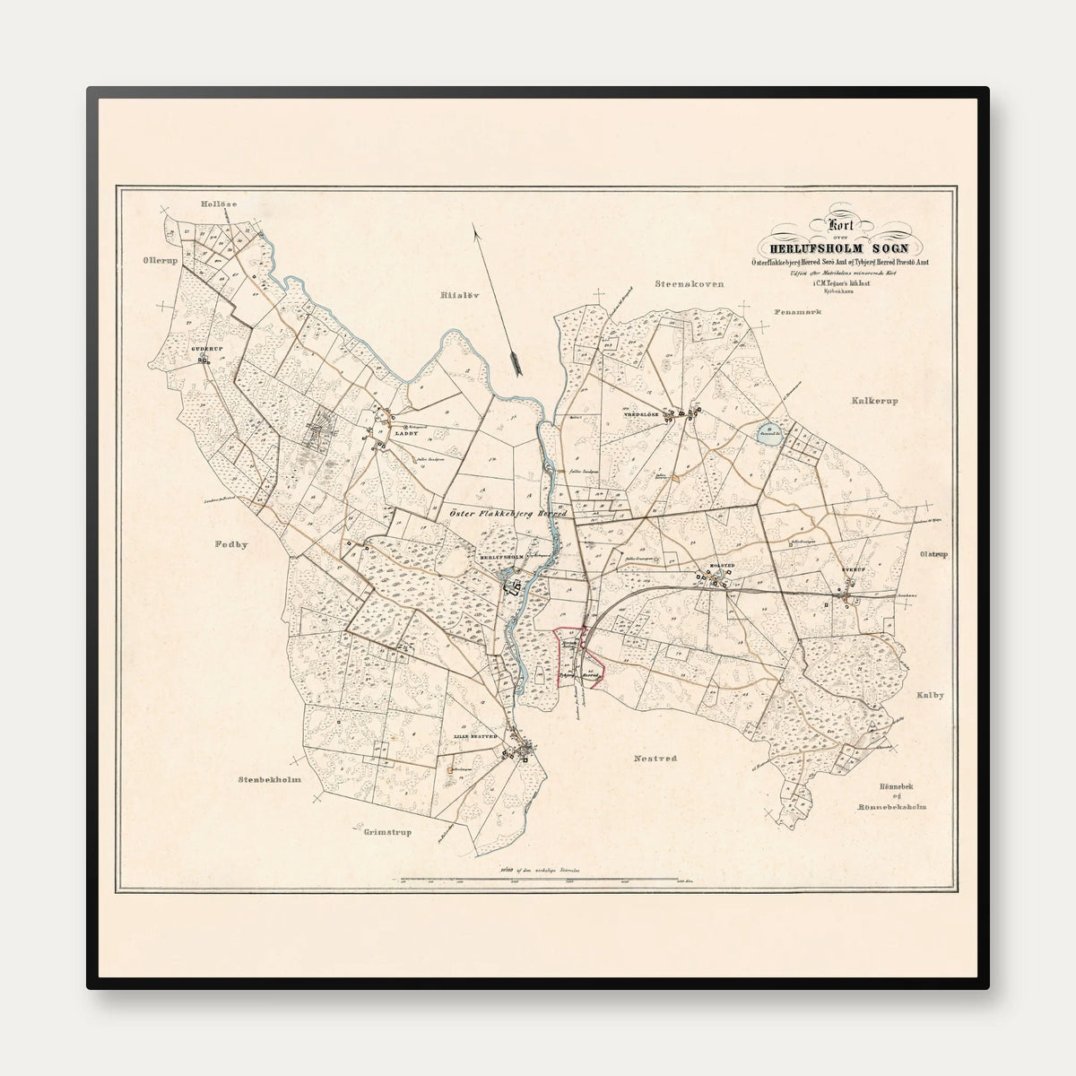 Kort over Herlufsholm Sogn 1860-1880 – billede 1
