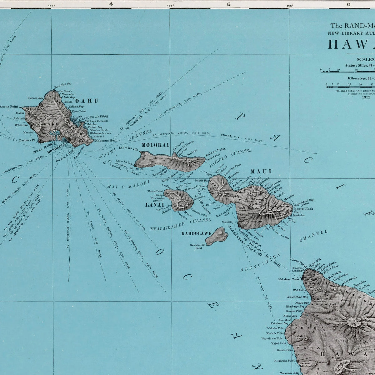 Hawaii 1912 - Atlas map – billede 4