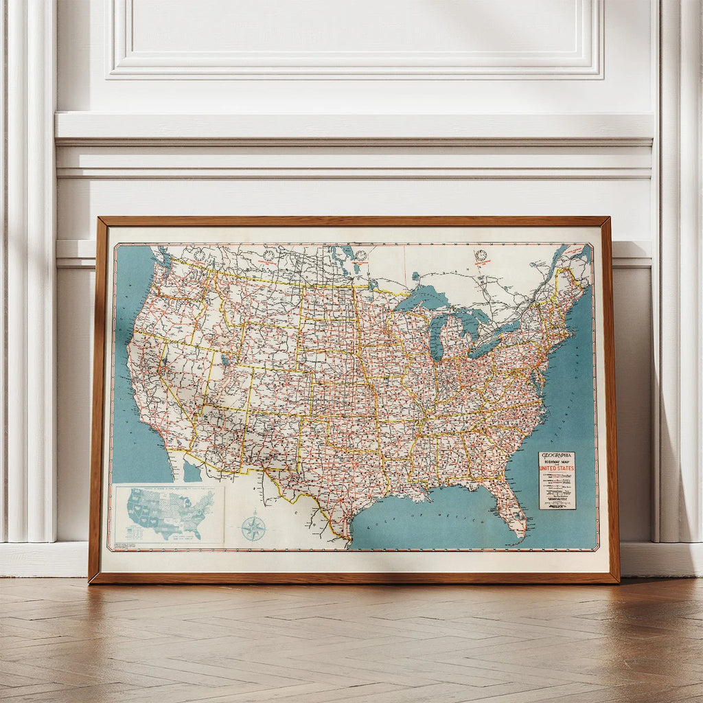 Geographia vejkort over USA 1950 – billede 2