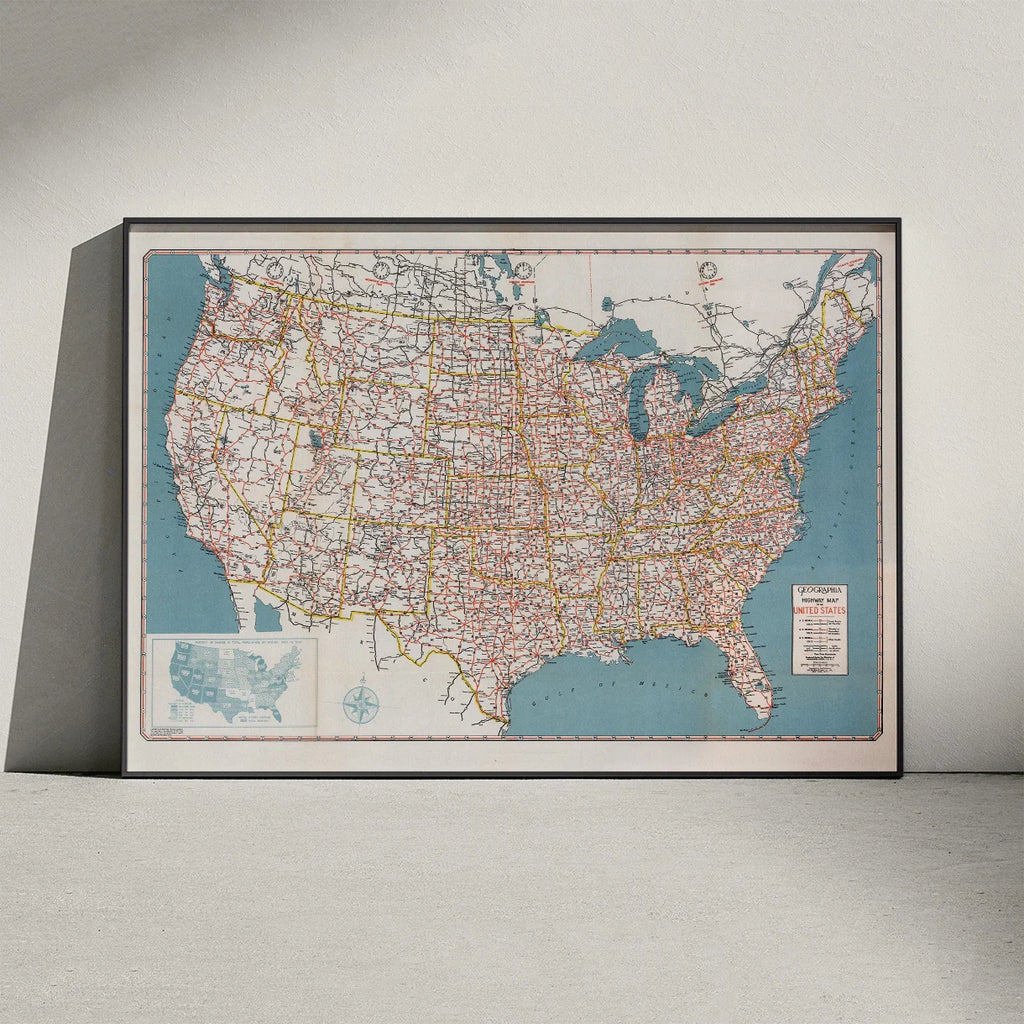 Geographia vejkort over USA 1950 – billede 3