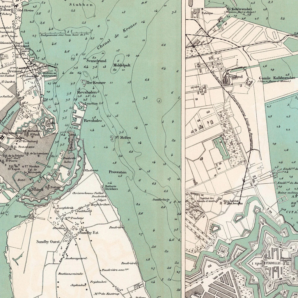 København 1888 - Copenhague - Søkort – billede 4