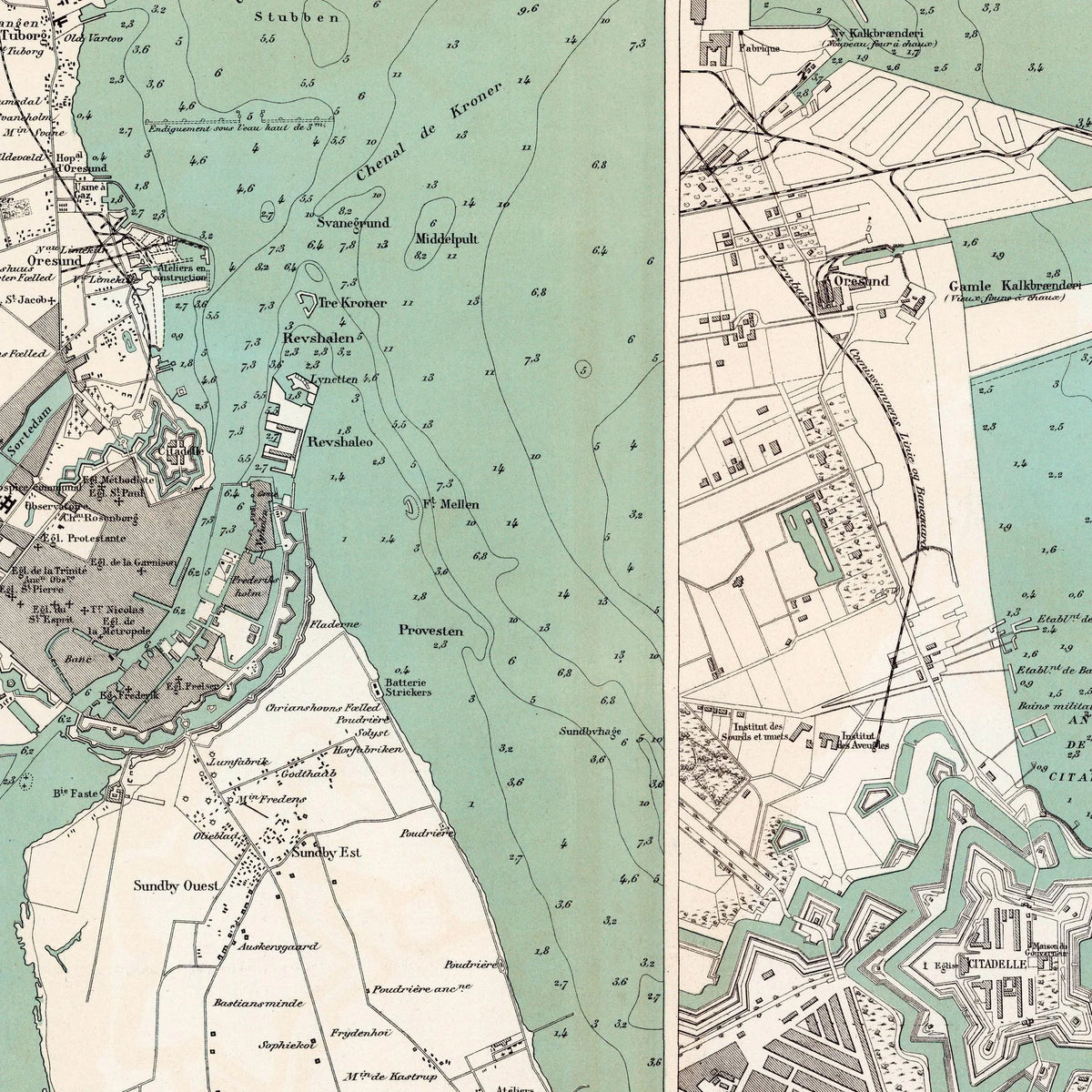 København 1888 - Copenhague - Søkort – billede 4