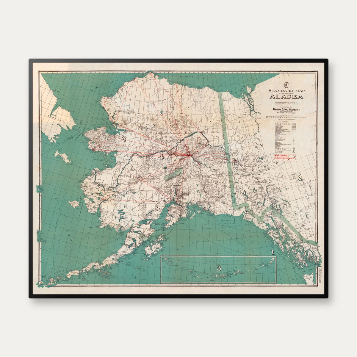 Territory of Alaska 1927 - Landkort - 100×80 cm – billede 1