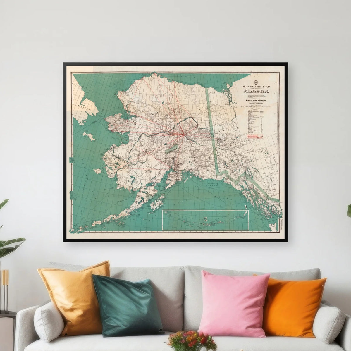 Territory of Alaska 1927 - Landkort - 100×80 cm – billede 3