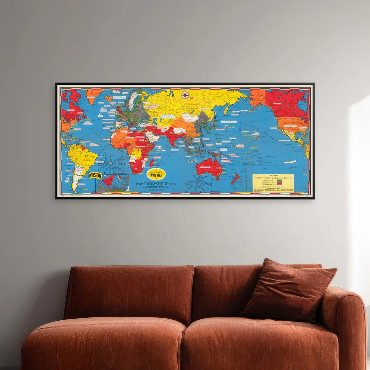 Anden Verdenskrig: Historisk tidslinje og kort 1945 - 100×45 cm – billede 2