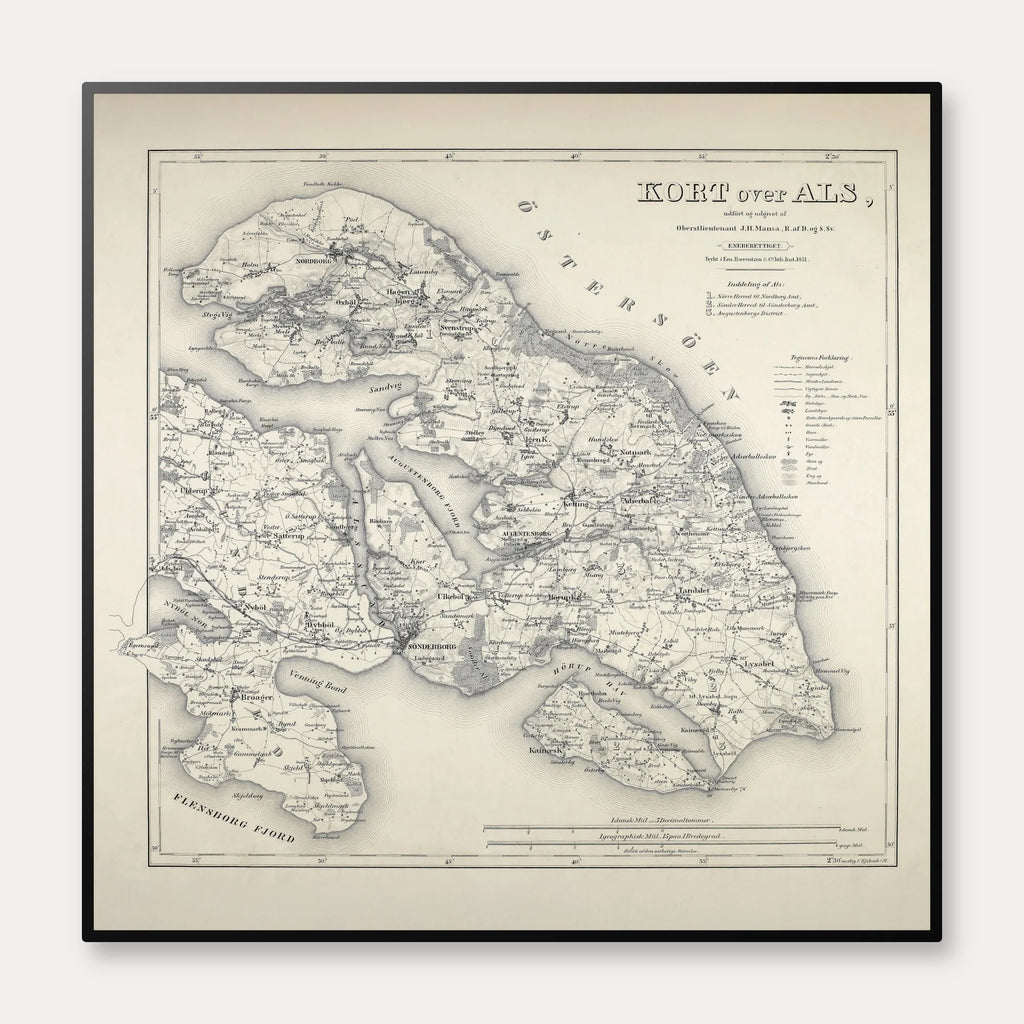 Kort over Als 1851 - Plakat – billede 1