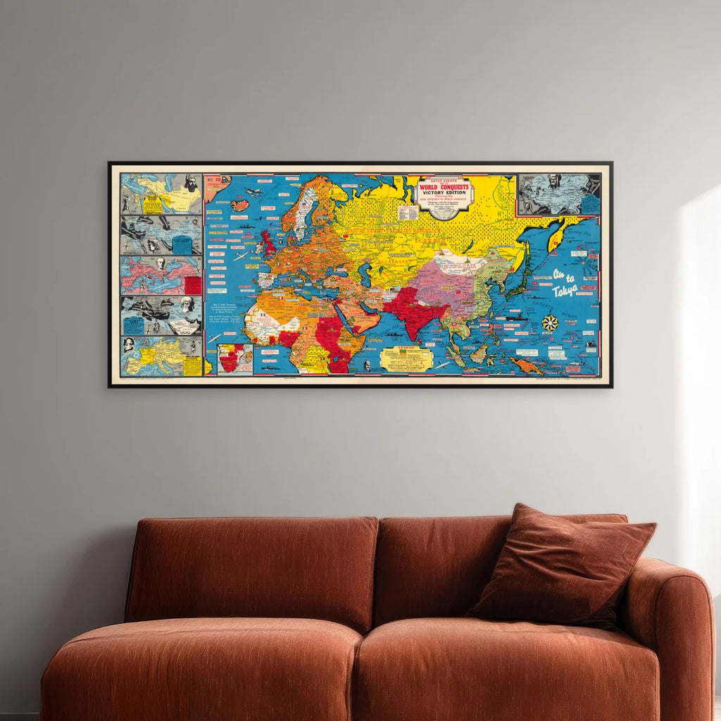Verdens Erobringer - Daterede Begivenheder 1945 - Krigskort - 120×54 cm – billede 2