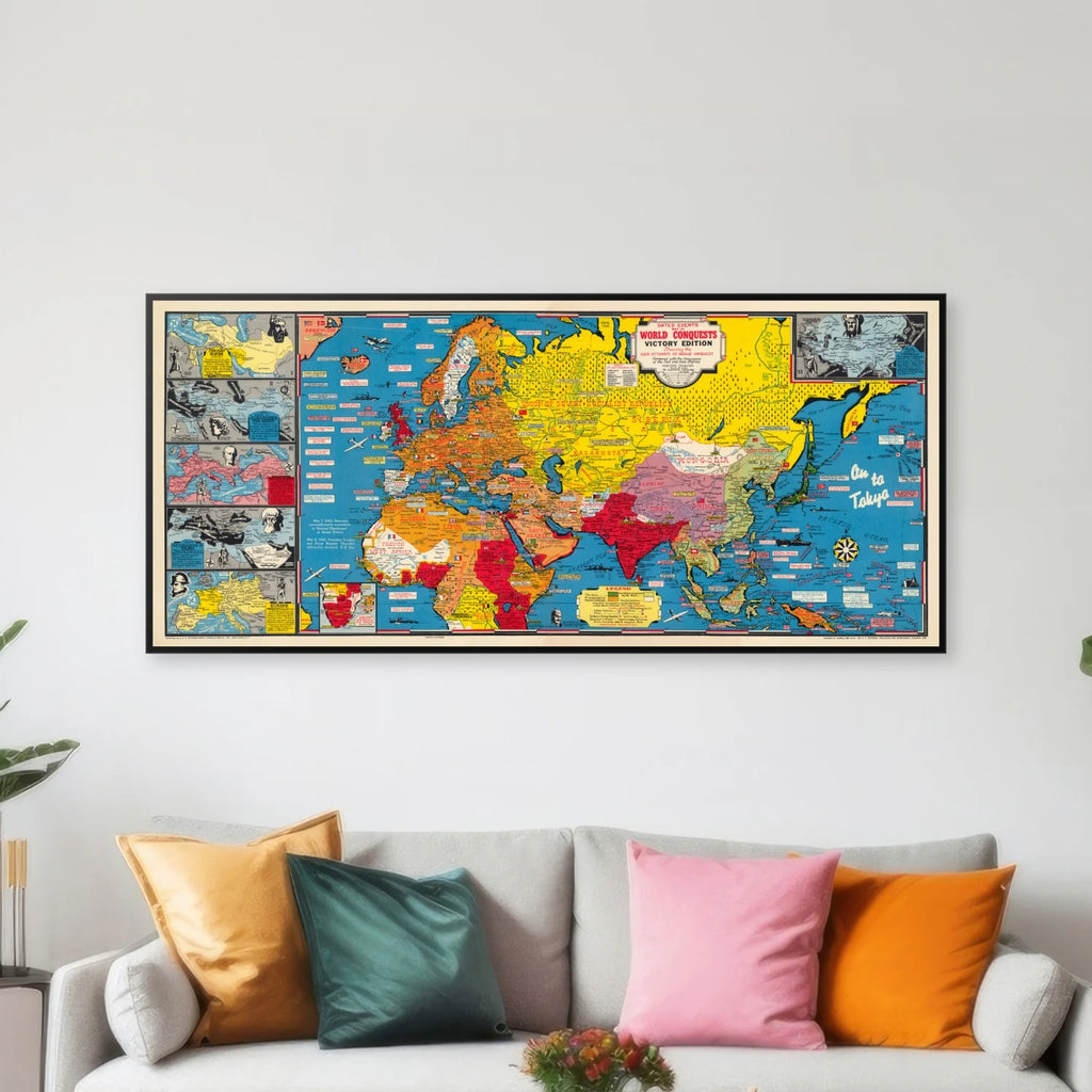 Verdens Erobringer - Daterede Begivenheder 1945 - Krigskort - 120×54 cm – billede 3