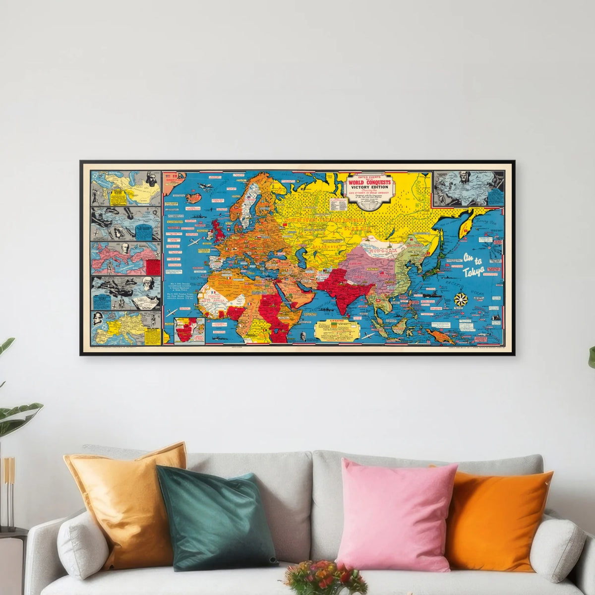Verdens Erobringer - Daterede Begivenheder 1945 - Krigskort - 120×54 cm – billede 3