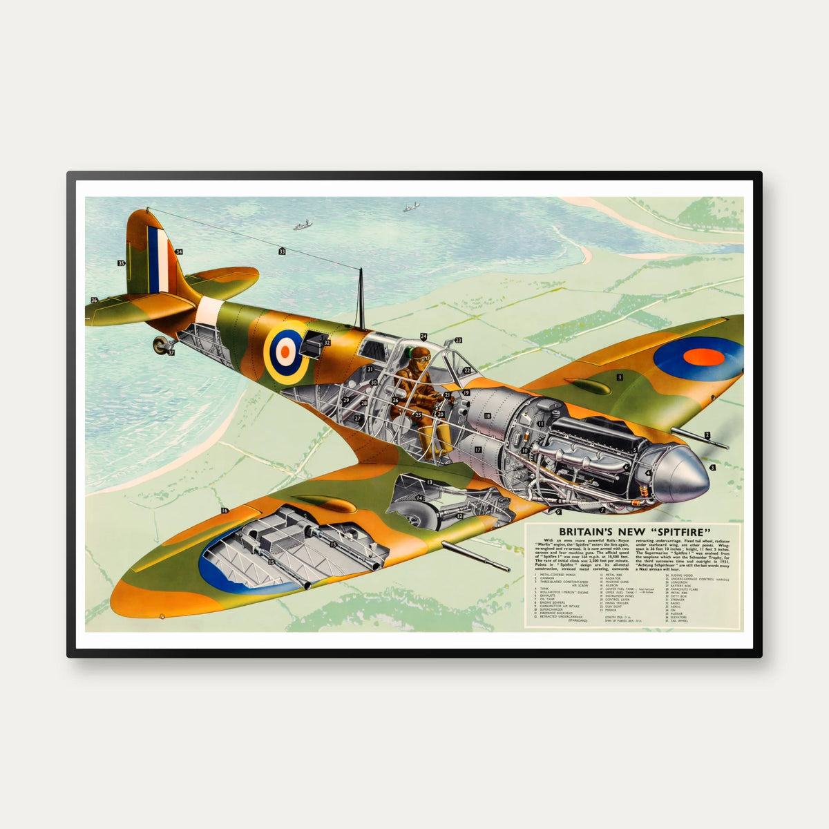 Britain's New Spitfire 1942 - Propagandaplakat – billede 1
