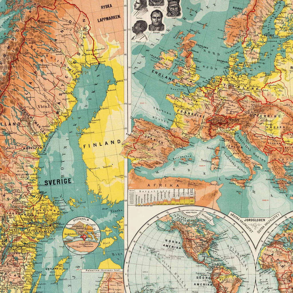 Skolekort over Skandinavien og Europa - Historisk landkort – billede 4