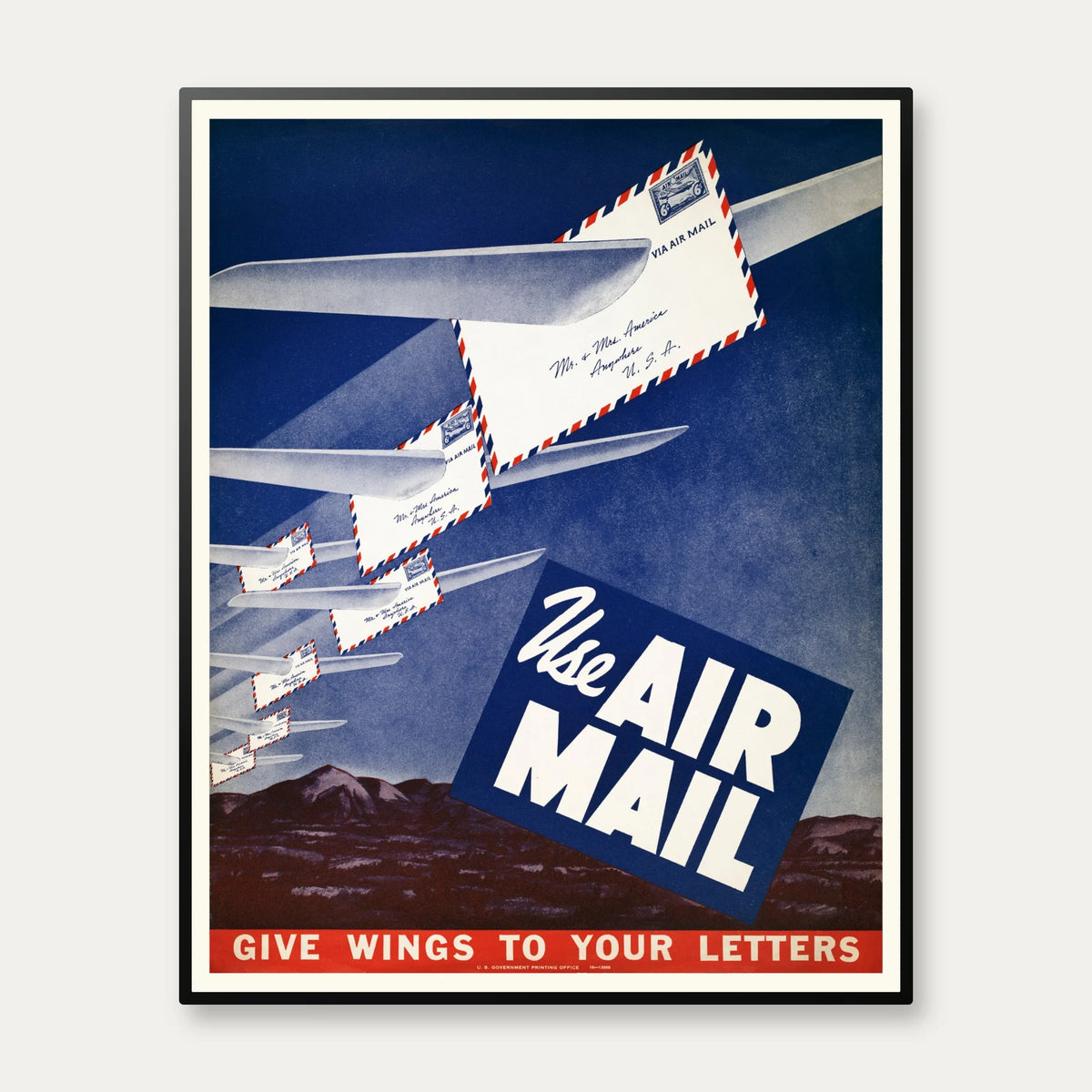 Airmail: Give Wings to Your Letters 1949 - Reklameplakat - 80×100 cm – billede 1
