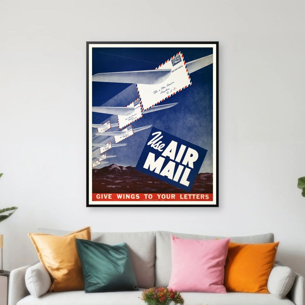 Airmail: Give Wings to Your Letters 1949 - Reklameplakat - 80×100 cm – billede 3
