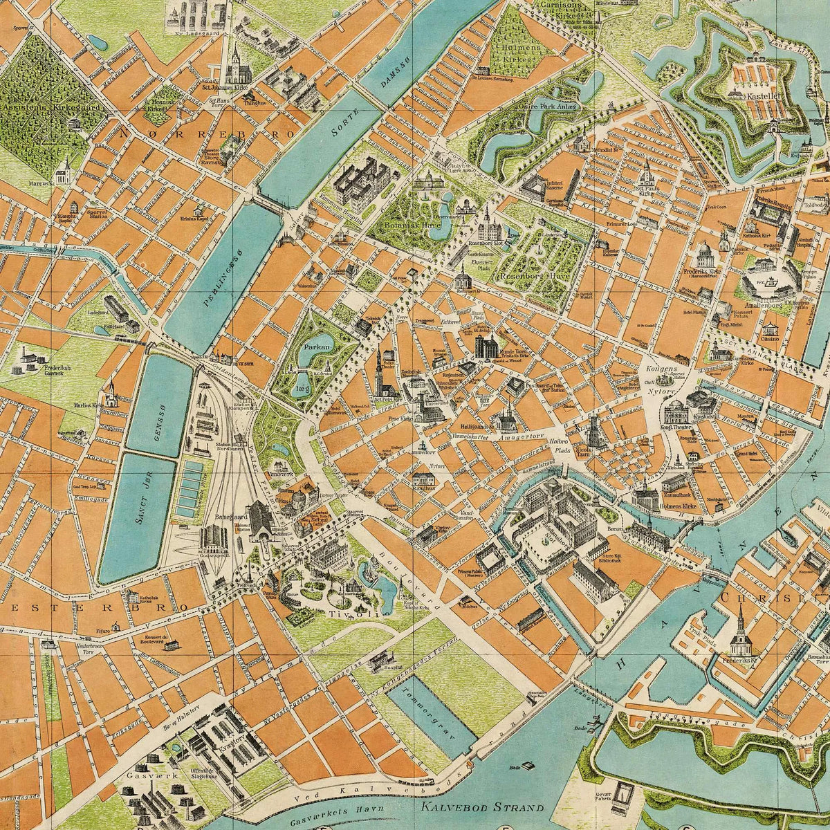 Monumentalplan over København med Forstæder 1891 - Bykort – billede 4