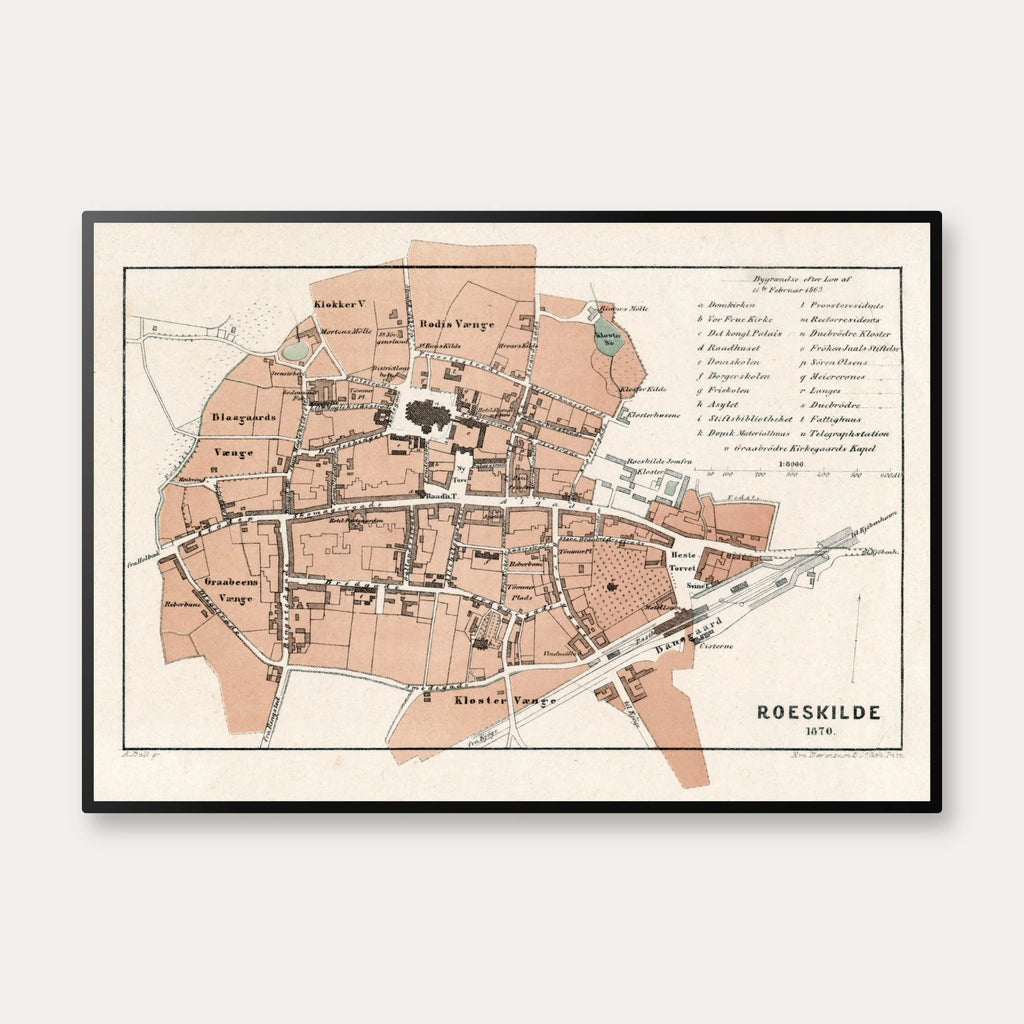 Roskilde 1870 - Historisk bykort – billede 1