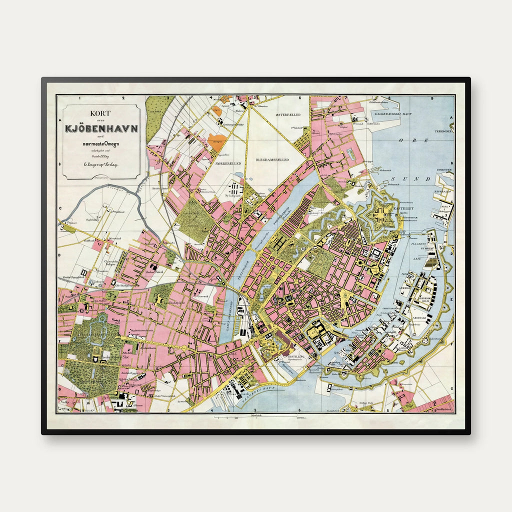 Kort over København og Nærmeste Omegn 1888 - Bykort - 60×50 cm – billede 1