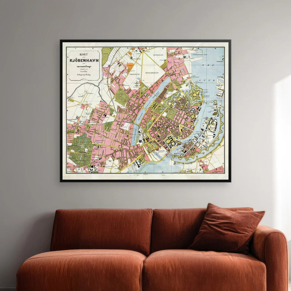 Kort over København og Nærmeste Omegn 1888 - Bykort - 60×50 cm – billede 2