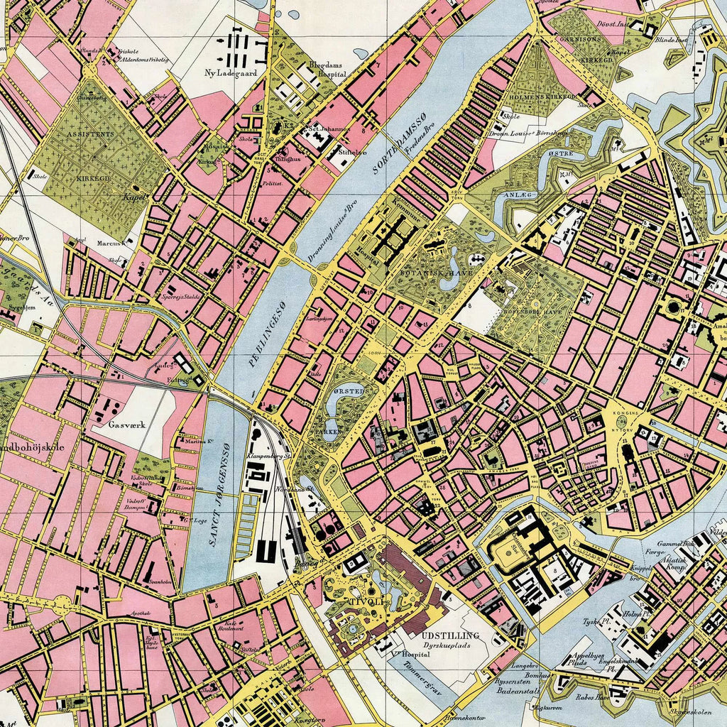 Kort over København og Nærmeste Omegn 1888 - Bykort - 60×50 cm – billede 4