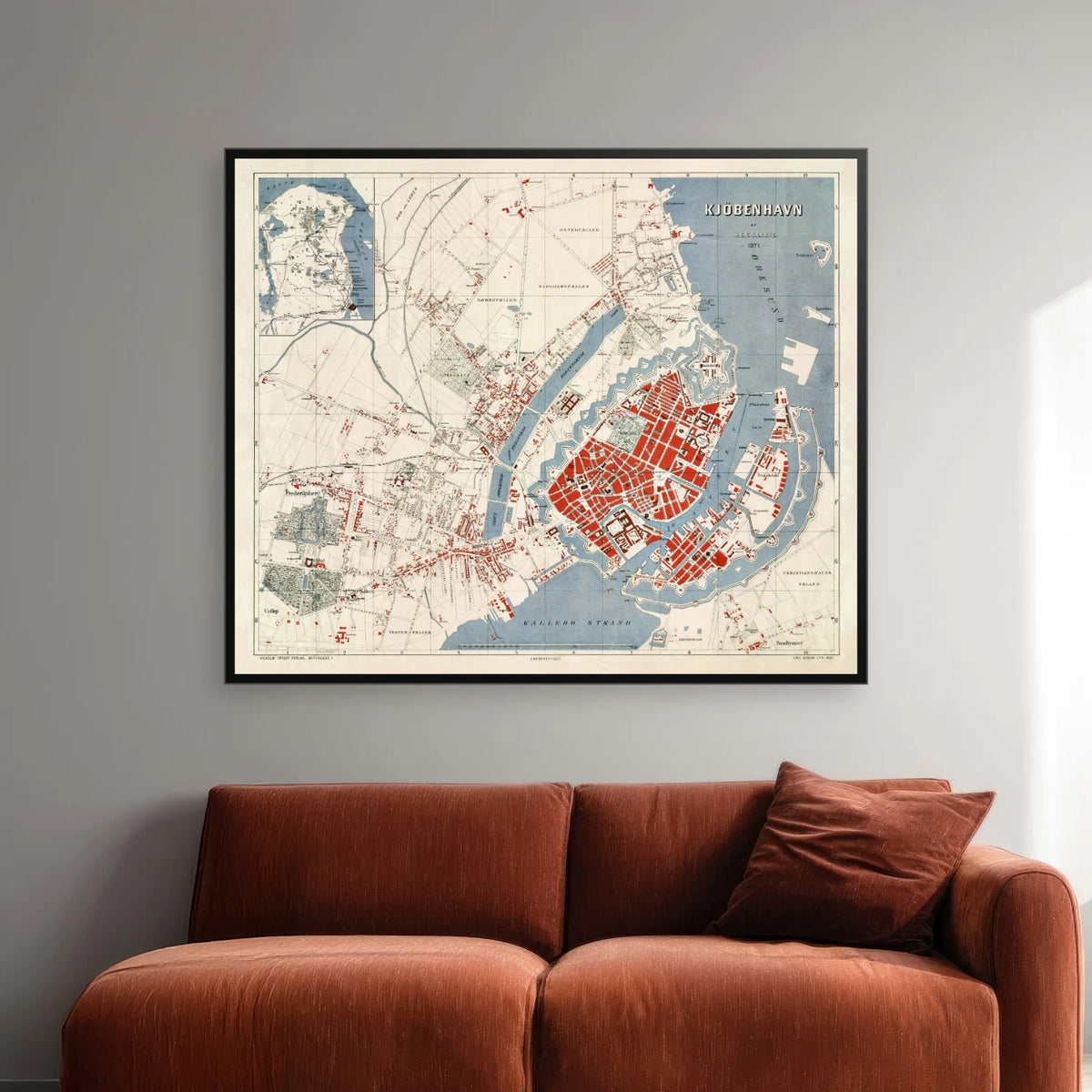 København 1871 - Historisk bykort - 60×50 cm – billede 2