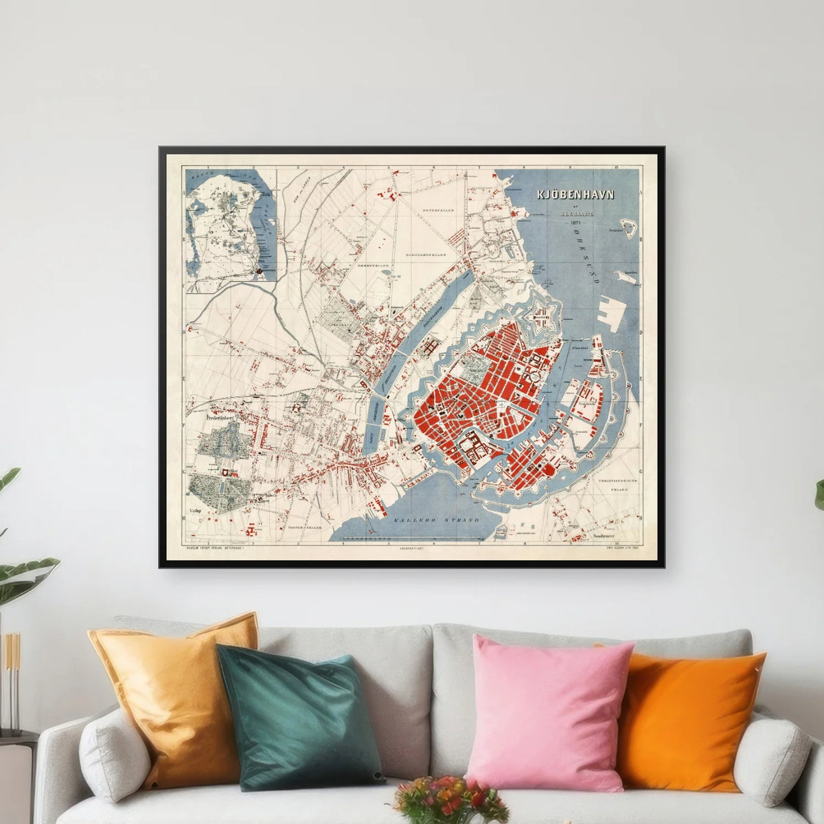 København 1871 - Historisk bykort - 60×50 cm – billede 3