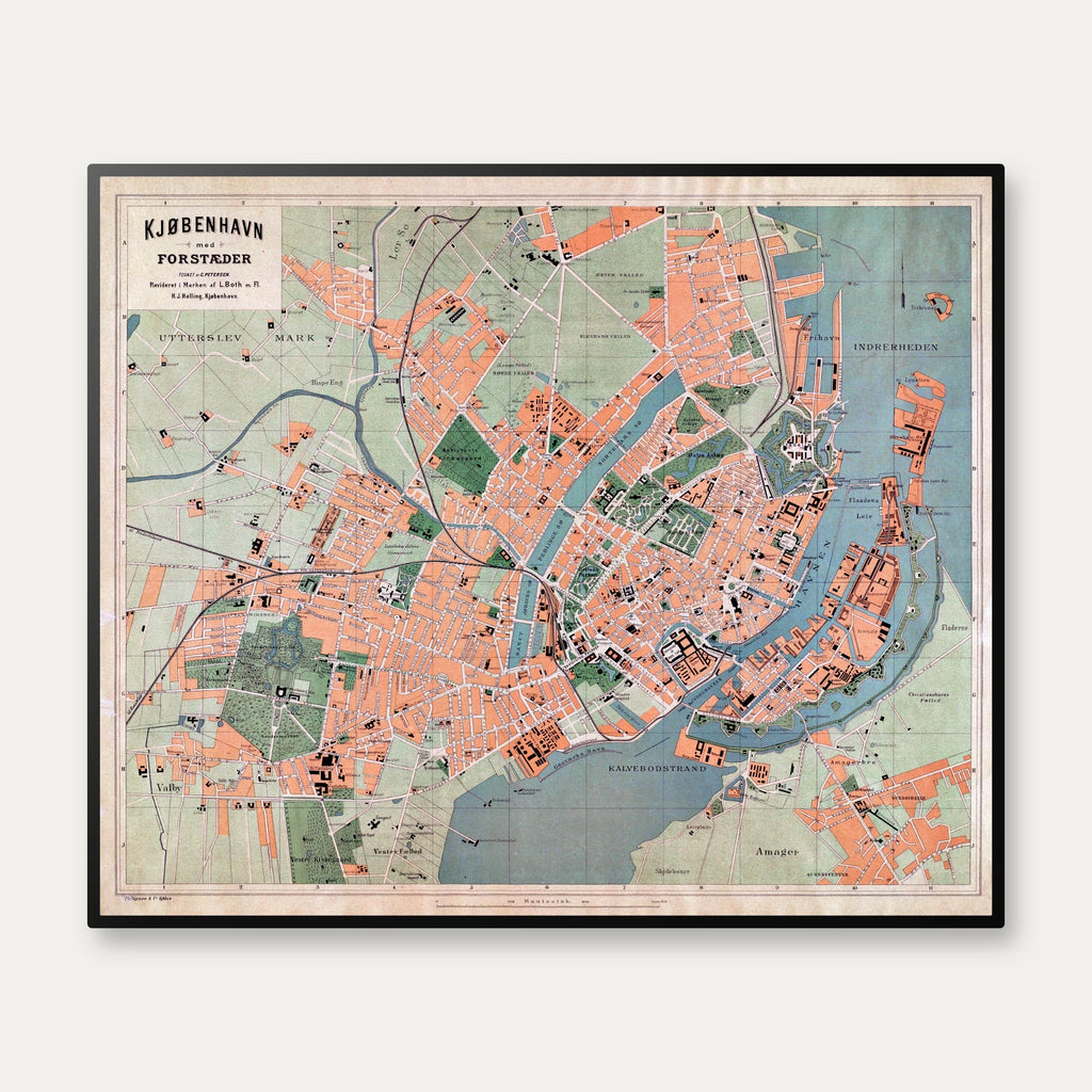 København med Forstæder 1895 - Bykort - 60×50 cm – billede 1
