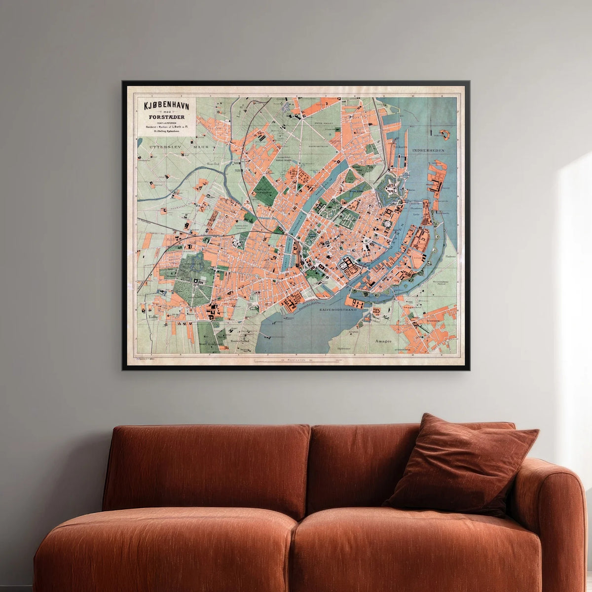 København med Forstæder 1895 - Bykort - 60×50 cm – billede 2