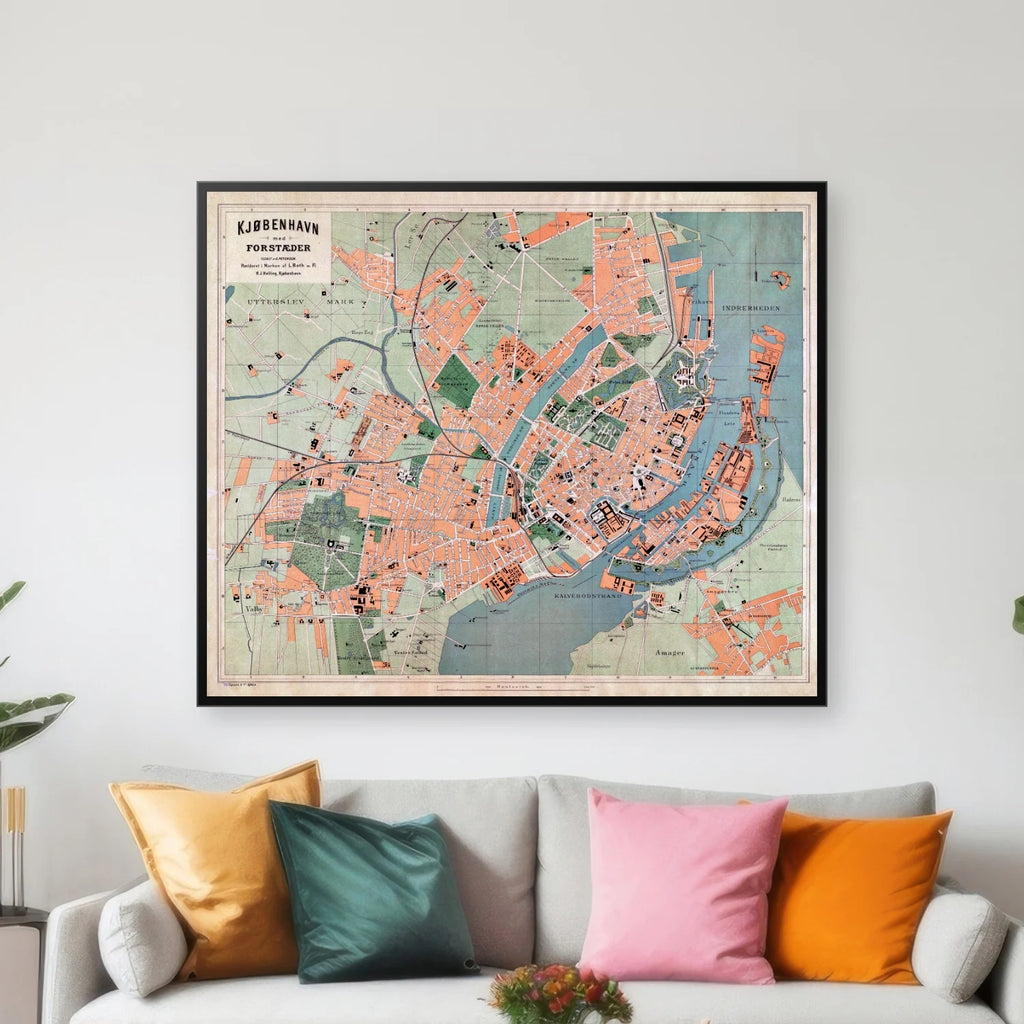 København med Forstæder 1895 - Bykort - 60×50 cm – billede 3