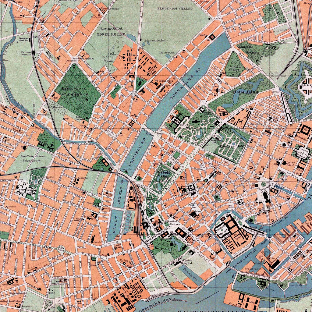 København med Forstæder 1895 - Bykort - 60×50 cm – billede 4